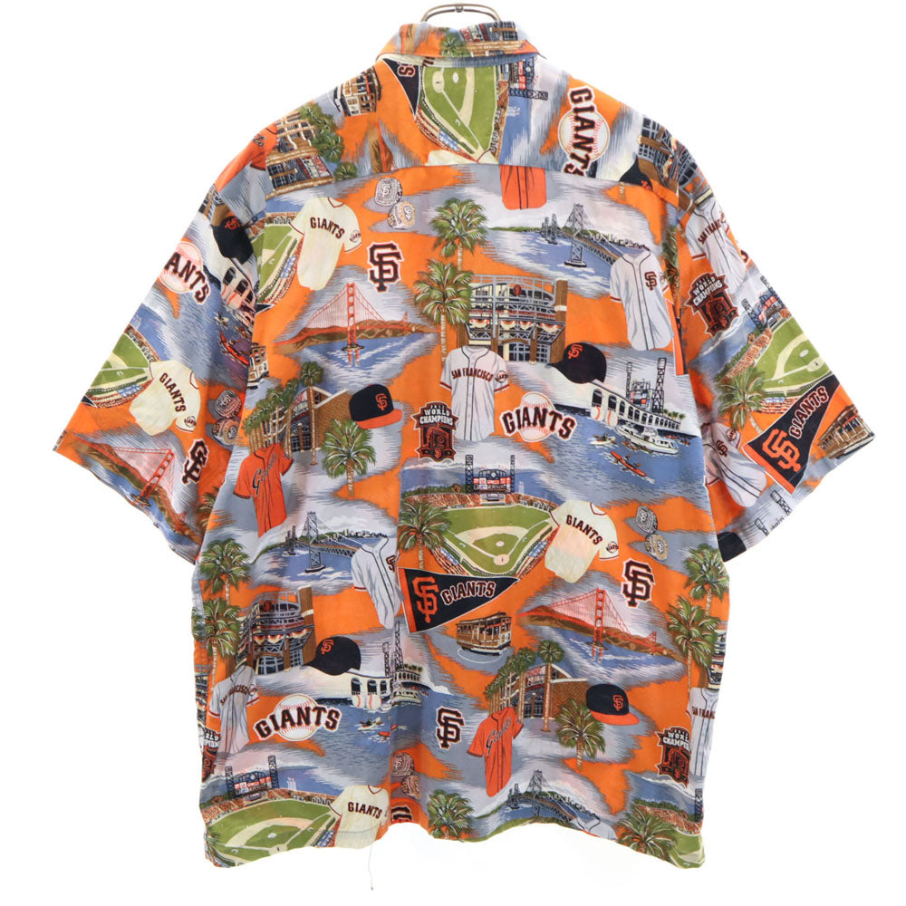 レインスポーツ 90s 00s オールド 総柄 半袖 アロハシャツ XL オレンジ REYNSPORTS ジャイアンツ 巨人 メンズ