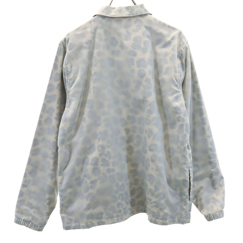 ステューシー レオパード柄 コーチジャケット M ライトグレー STUSSY メンズ