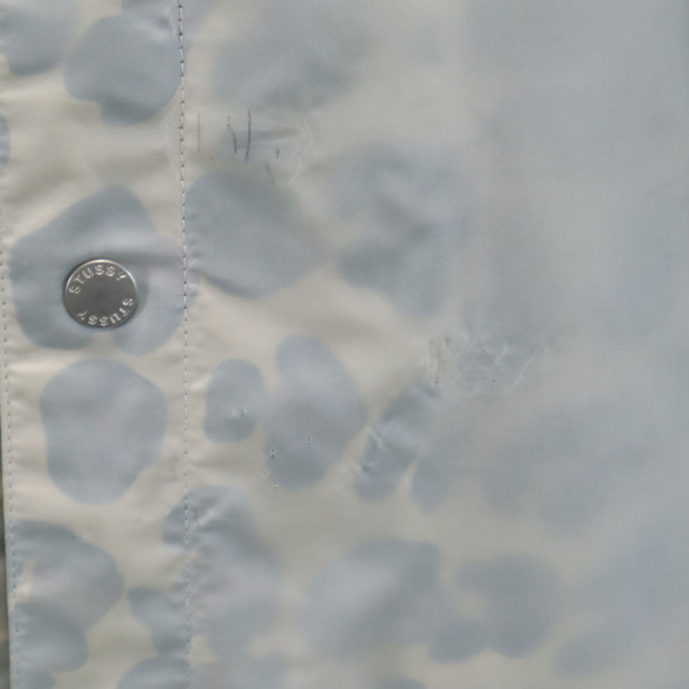 ステューシー レオパード柄 コーチジャケット M ライトグレー STUSSY メンズ