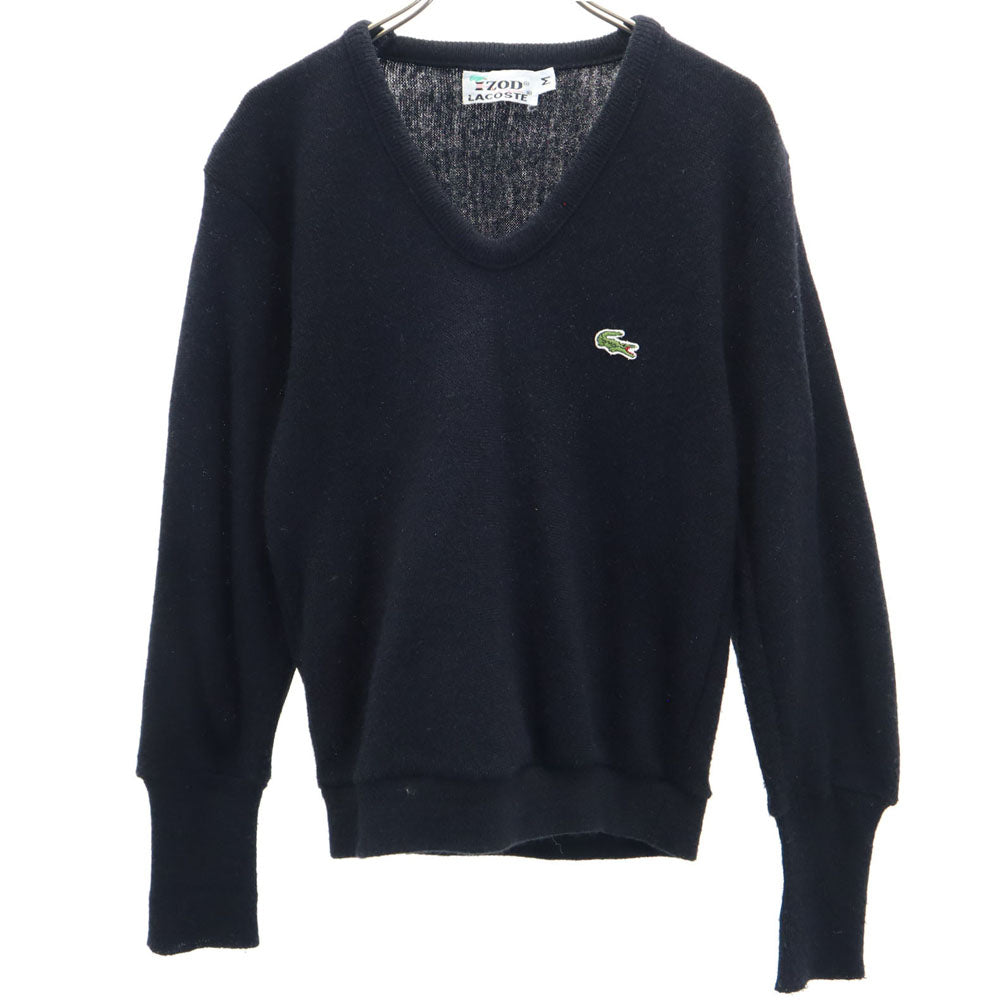 LACOSTE ラコステ 70s 糸巻きタグ ヴィンテージ 長袖 セーター M ブラック ニット メンズ