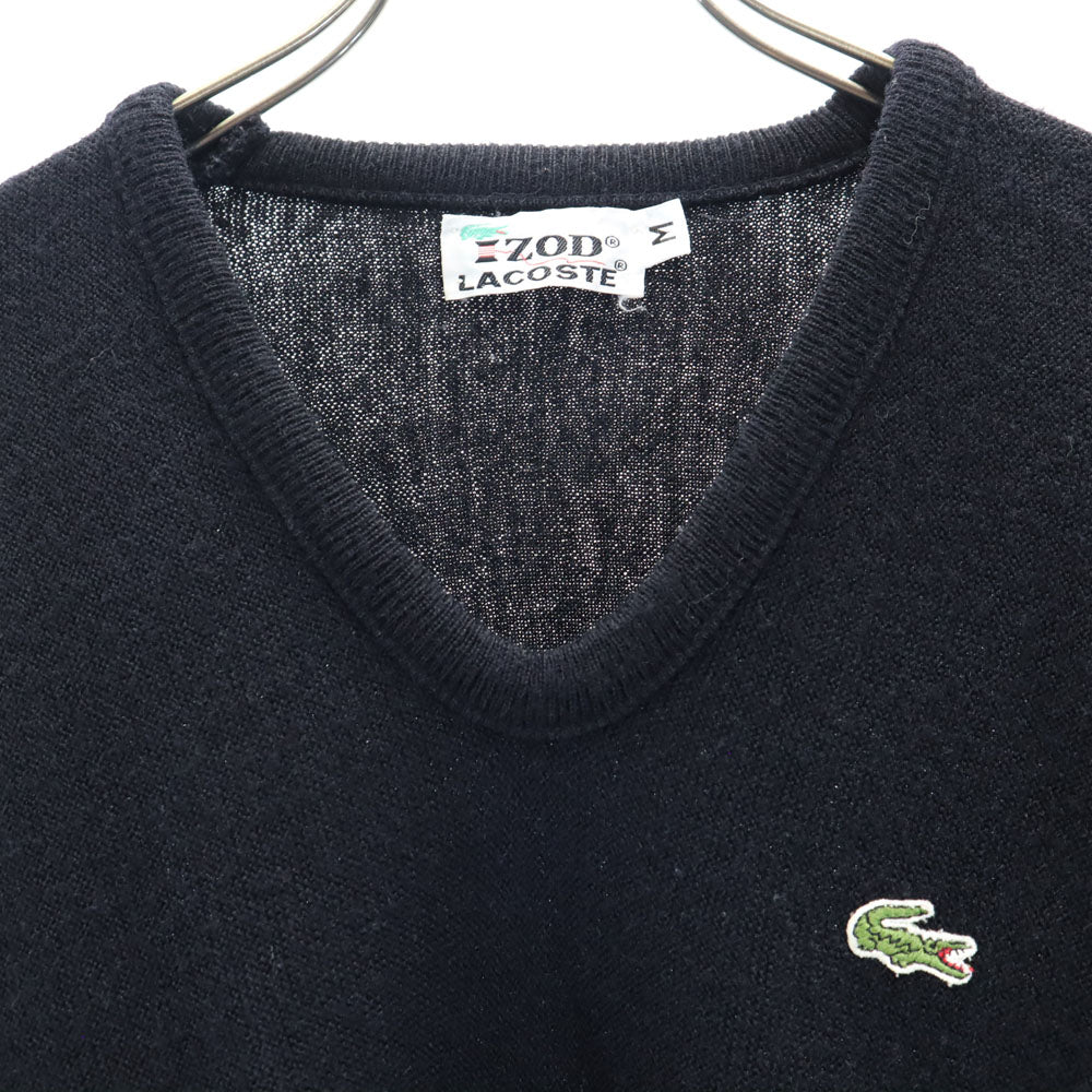 LACOSTE ラコステ 70s 糸巻きタグ ヴィンテージ 長袖 セーター M ブラック ニット メンズ