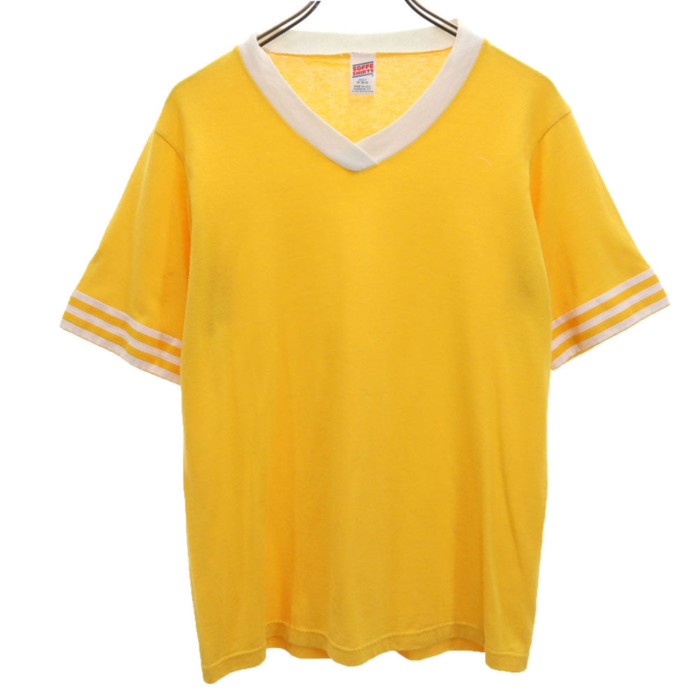SOFFE SHIRTS ソフィーシャツ 80s 90s USA製 オールド 半袖 Vネック Tシャツ M イエロー メンズ