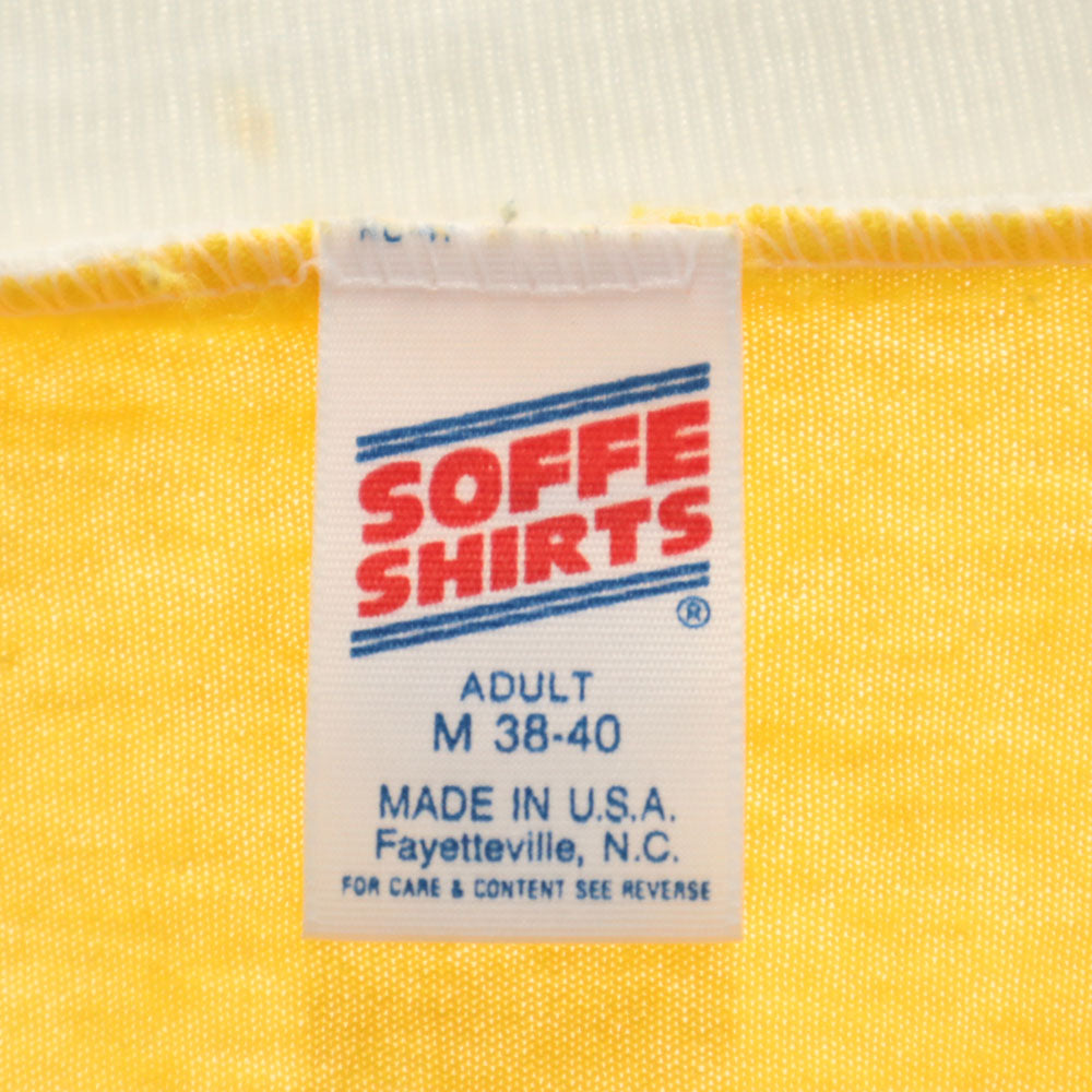 SOFFE SHIRTS ソフィーシャツ 80s 90s USA製 オールド 半袖 Vネック Tシャツ M イエロー メンズ