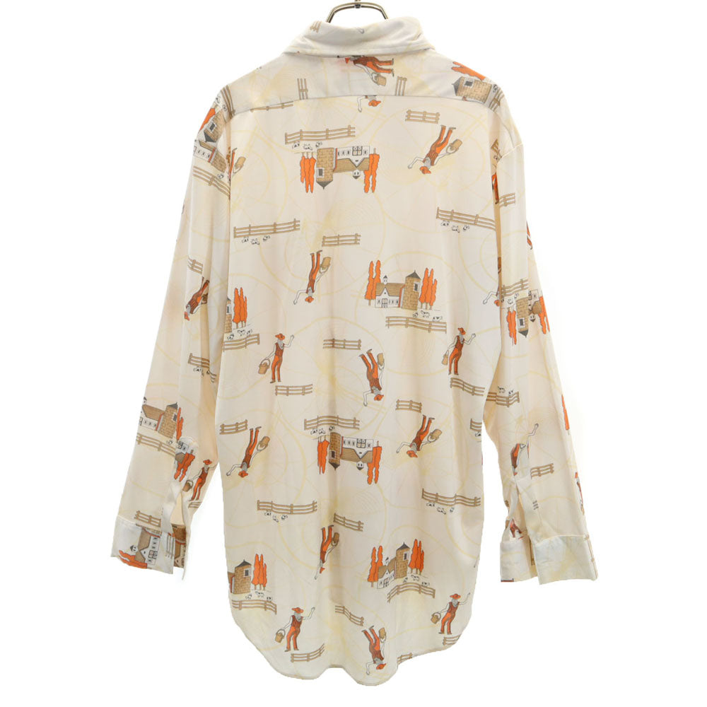 HORSE HEAD 70s ヴィンテージ 総柄 長袖 シャツ XL イエロー系 メンズ