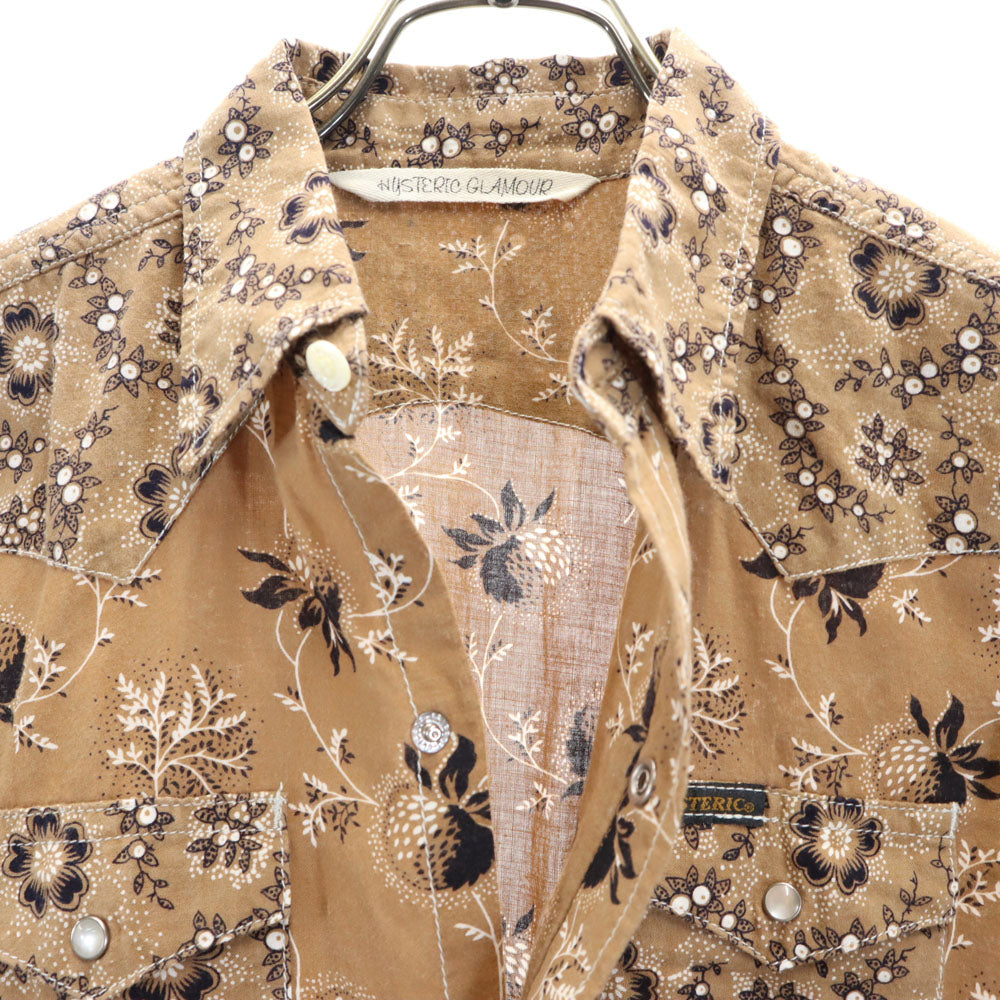 ヒステリックグラマー 日本製 総柄 長袖 ウエスタンシャツ F ベージュ系 HYSTERIC GLAMOUR レディース