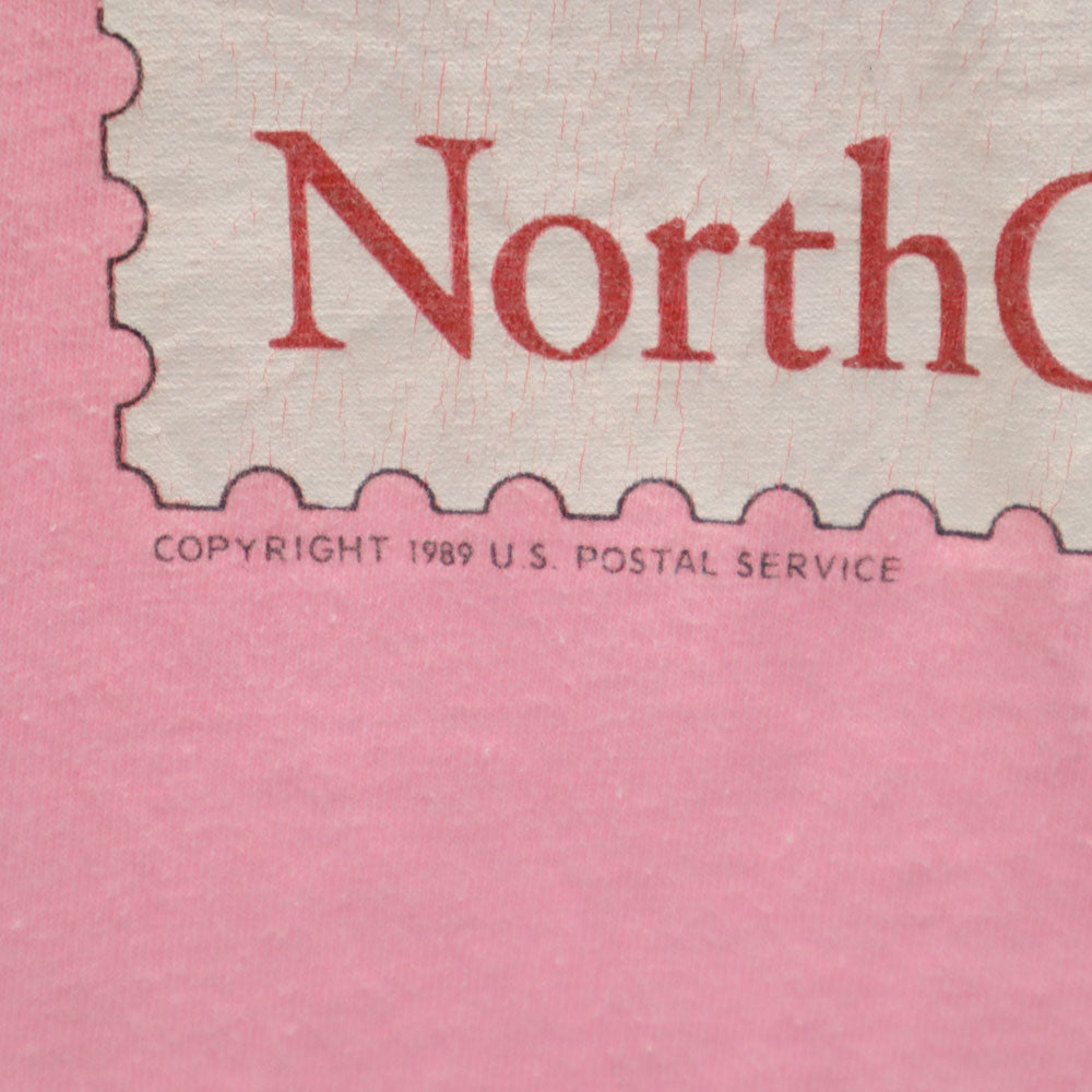 anvil アンヴィル 80s USA製 半袖 シングルステッチ Tシャツ M ピンク 切手 花 オールド ヴィンテージ メンズ