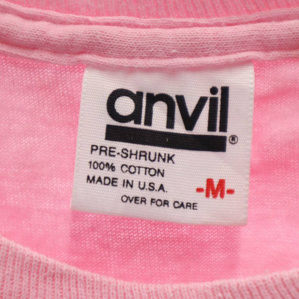 anvil アンヴィル 80s USA製 半袖 シングルステッチ Tシャツ M ピンク 切手 花 オールド ヴィンテージ メンズ