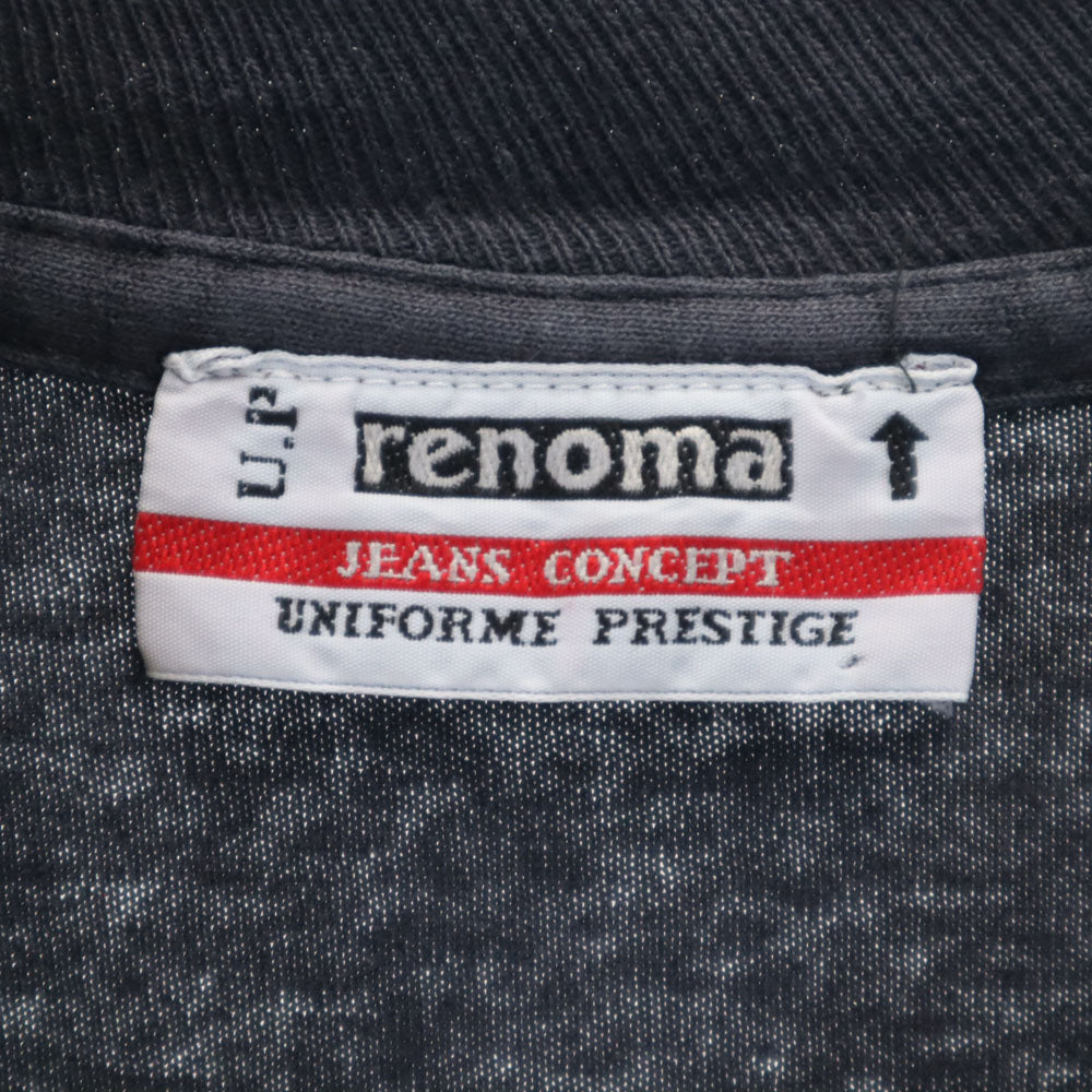 renoma レノマ 90s フランス製 パグバックプリント 長袖 Tシャツ M ブラック ロンT オールド ヴィンテージ メンズ