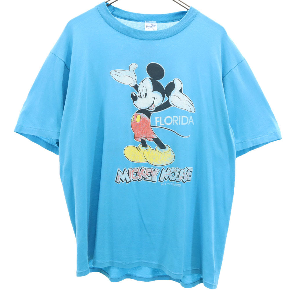 Velva Sheen ベルバシーン 90s USA製 プリント 半袖 ミッキー Tシャツ XL 水色 シングルステッチ オールド ヴィンテージ メンズ