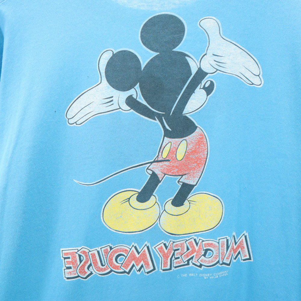 Velva Sheen ベルバシーン 90s USA製 プリント 半袖 ミッキー Tシャツ XL 水色 シングルステッチ オールド ヴィンテージ メンズ