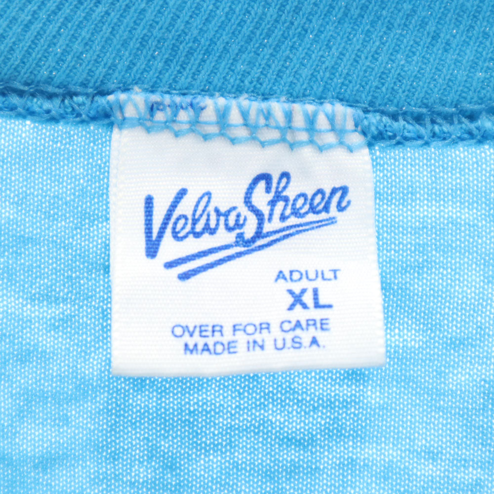 Velva Sheen ベルバシーン 90s USA製 プリント 半袖 ミッキー Tシャツ XL 水色 シングルステッチ オールド ヴィンテージ メンズ