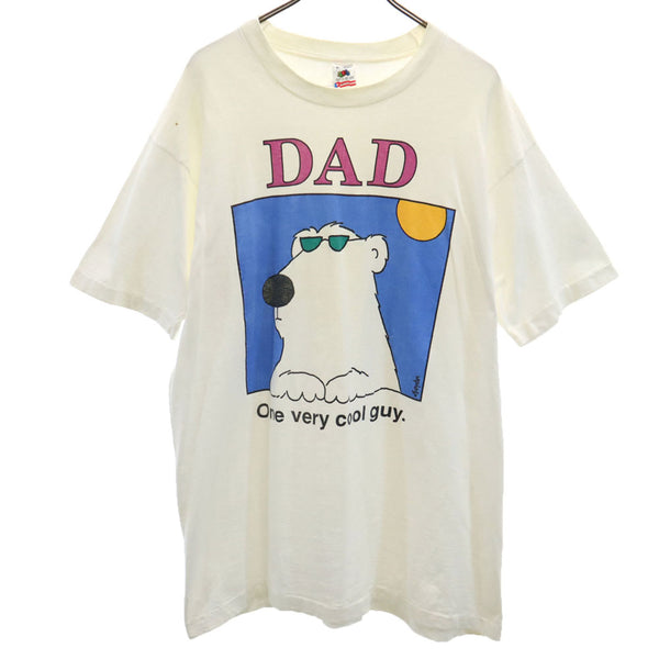 フルーツオブザルーム 90s USA製 イラスト プリント 半袖 シングルステッチ boynton Tシャツ XL ホワイト系 FRUIT OF THE LOOM ボイントン オールド ヴィンテージ メンズ