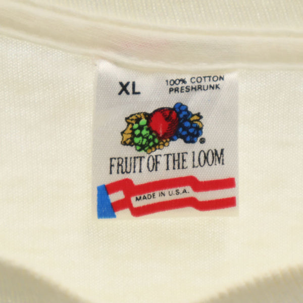 フルーツオブザルーム 90s USA製 イラスト プリント 半袖 シングルステッチ boynton Tシャツ XL ホワイト系 FRUIT OF THE LOOM ボイントン オールド ヴィンテージ メンズ