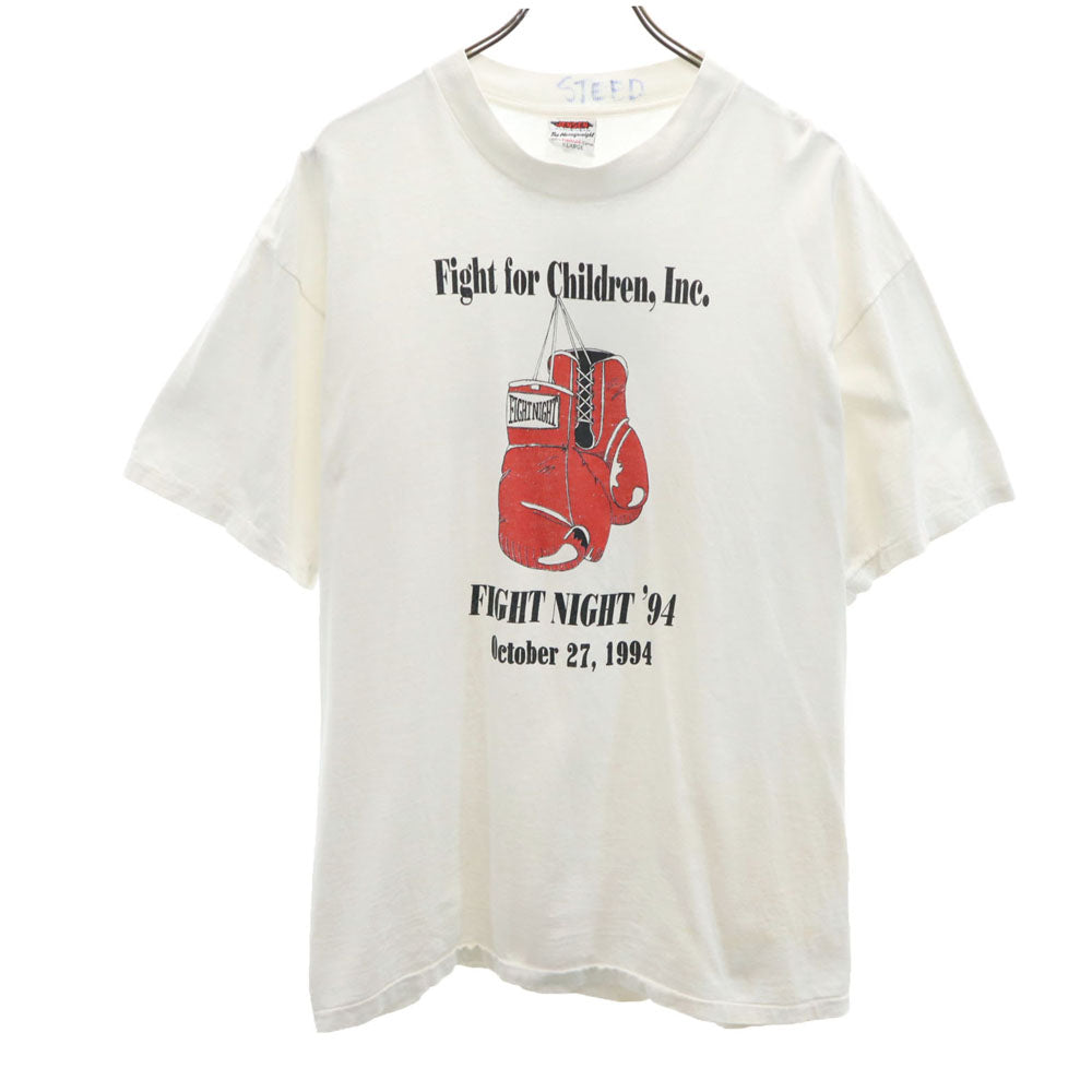 JENSEN ジェンセン 90s USA製 プリント 半袖 シングルステッチ Tシャツ XL ホワイト系 オールド ヴィンテージ メンズ