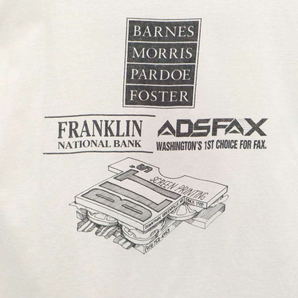 JENSEN ジェンセン 90s USA製 プリント 半袖 シングルステッチ Tシャツ XL ホワイト系 オールド ヴィンテージ メンズ