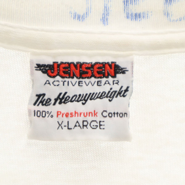 ジェンセン 90s USA製 プリント 半袖 シングルステッチ Tシャツ XL ホワイト系 JENSEN オールド ヴィンテージ メンズ