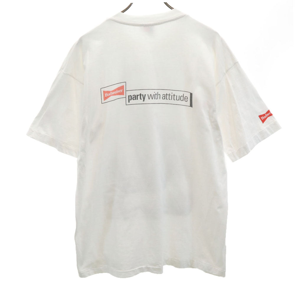 AIRAK アイラック 90s プリント 半袖 Budweiser シングルステッチ Tシャツ XL ホワイト系 バドワイザー オールド ヴィンテージ メンズ