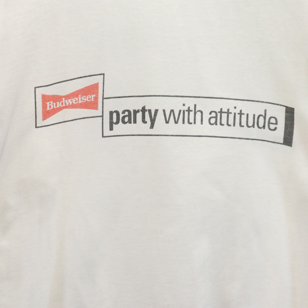 アイラック 90s プリント 半袖 Budweiser シングルステッチ Tシャツ XL ホワイト系 AIRAK バドワイザー オールド ヴィンテージ メンズ