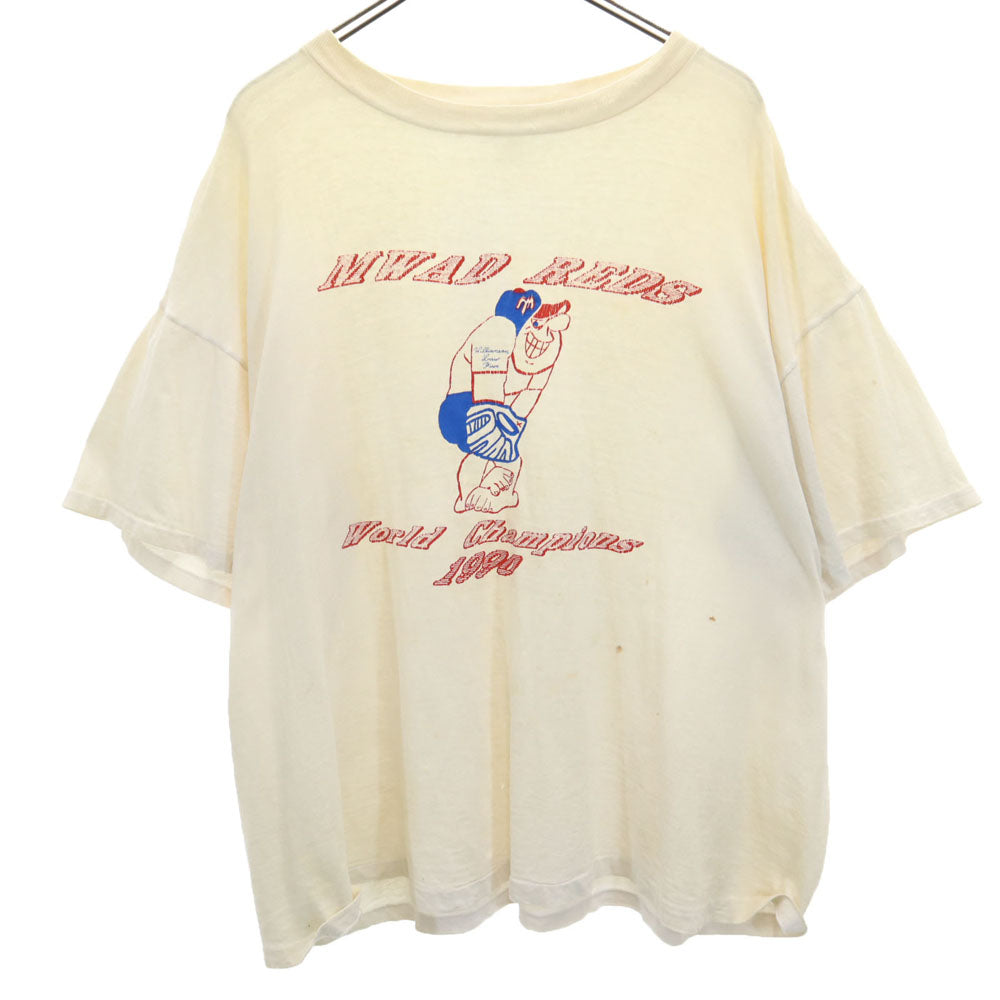 Platinum 80s USA製 半袖 シングルステッチ ボロ Tシャツ XXL ベージュ系 ビッグサイズ オールド ヴィンテージ メンズ