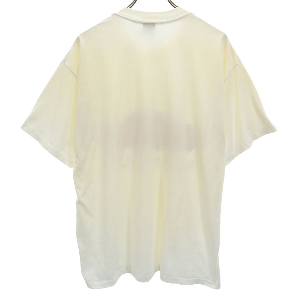 90s CORVETTE プリント 半袖 シングルステッチ Tシャツ ベージュ系 オールド ヴィンテージ メンズ