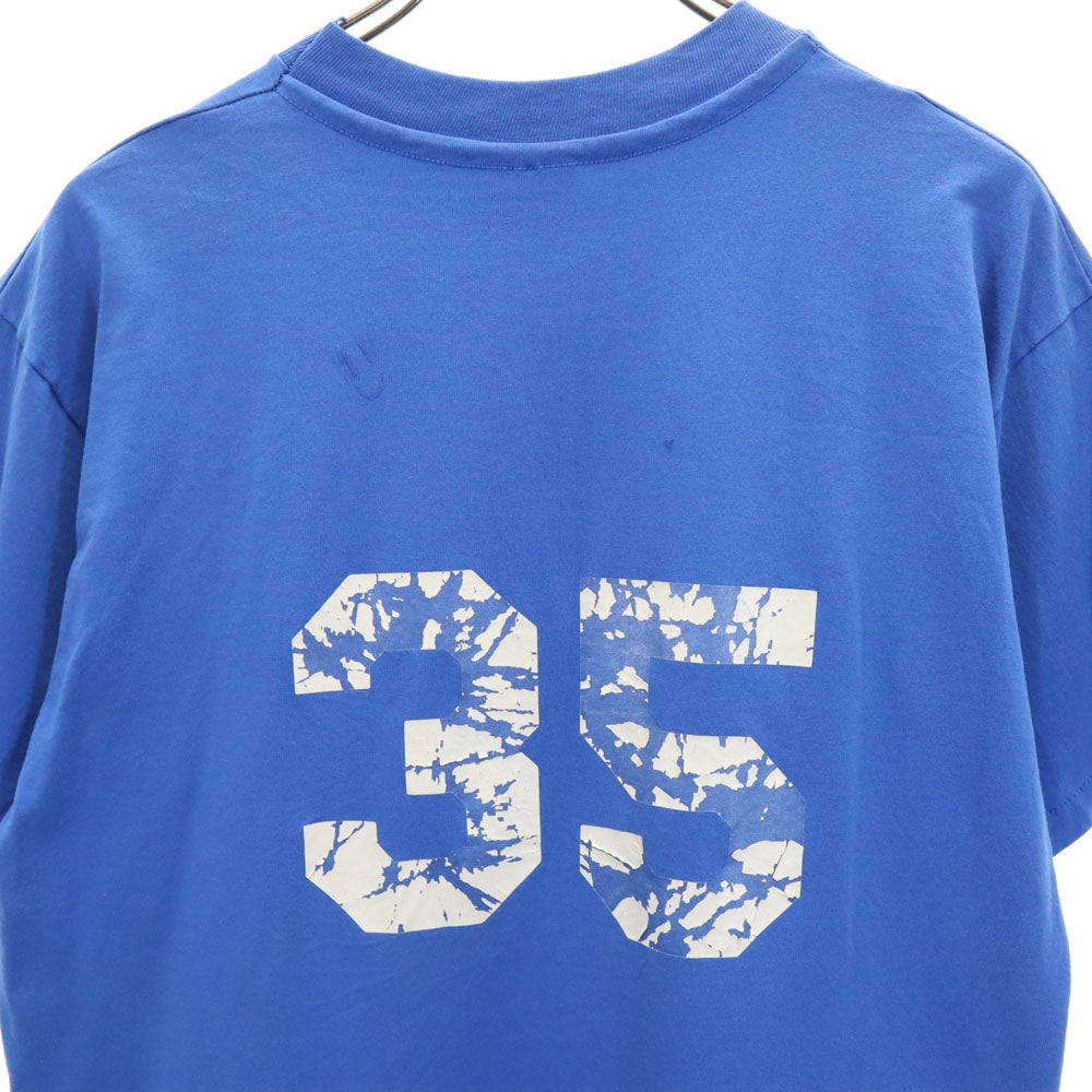 Hanes ヘインズ 90s プリント 半袖 シングルステッチ Tシャツ L ブルー系 オールド ヴィンテージ メンズ