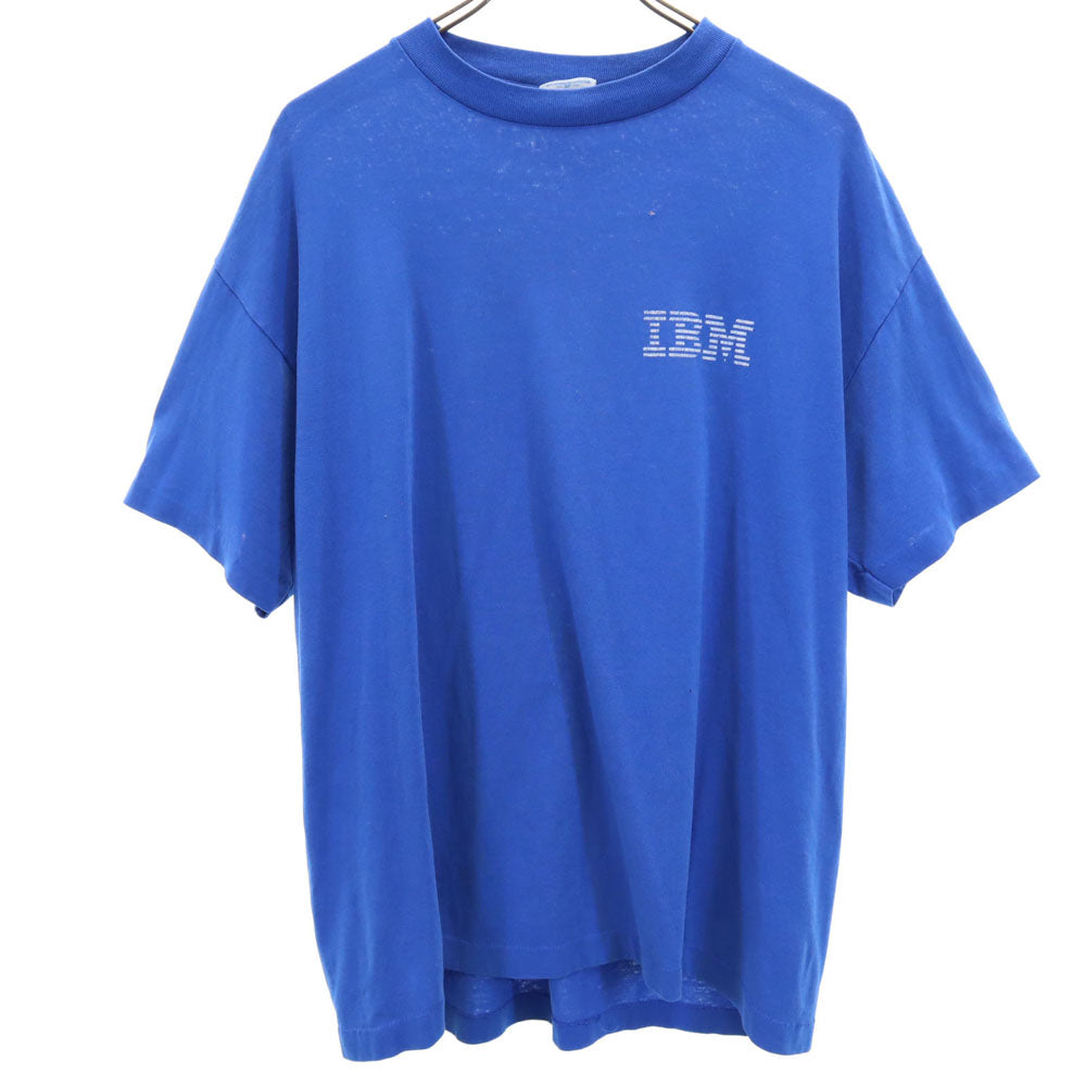 HeF-T ヘフト 90s USA製 IBM プリント 半袖 企業系 Tシャツ XL ブルー系 アイビーエム オールド ヴィンテージ メンズ