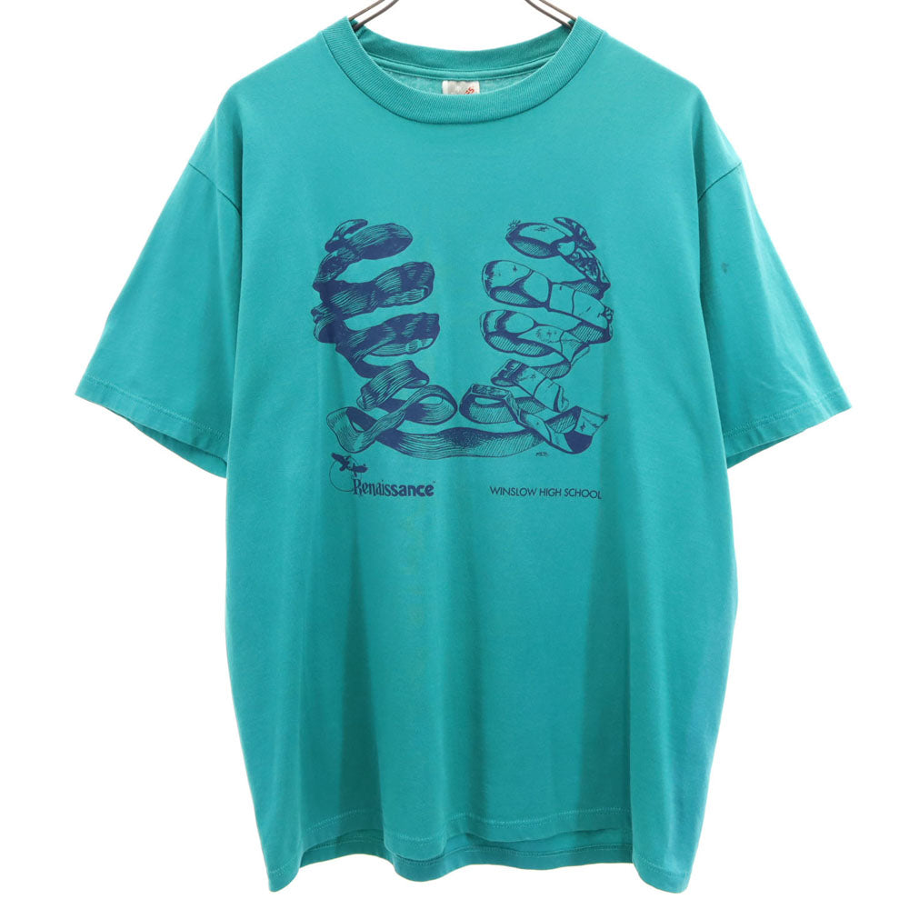 JERZEES ジャージーズ 90s USA製 プリント 半袖 シングルステッチ Tシャツ L グリーン系 オールド ヴィンテージ メンズ