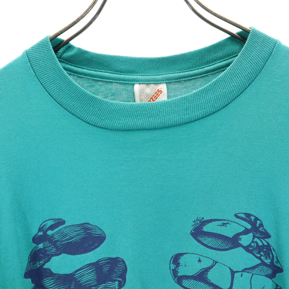 JERZEES ジャージーズ 90s USA製 プリント 半袖 シングルステッチ Tシャツ L グリーン系 オールド ヴィンテージ メンズ