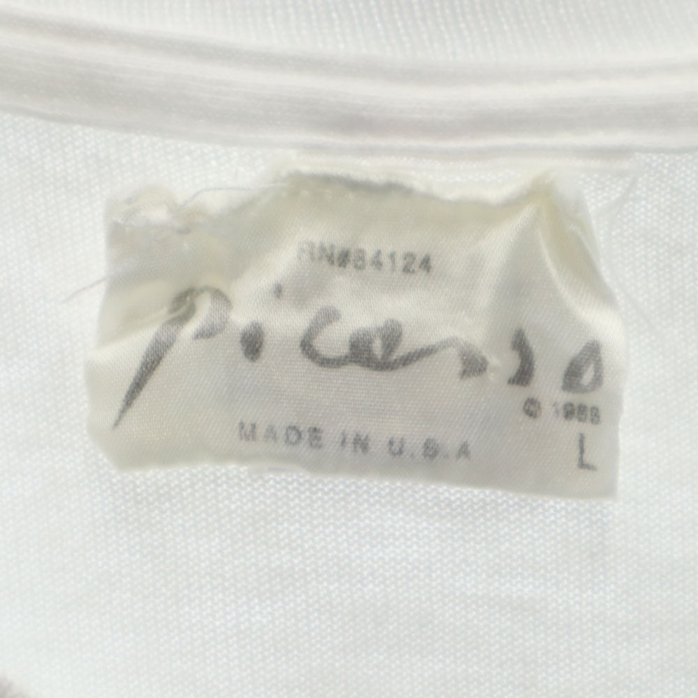 ピカソ 90s USA製 アートプリント 半袖 シングルステッチ Tシャツ L ホワイト Picasso RALPH MARLIN ラルフマーリン オールド ヴィンテージ メンズ