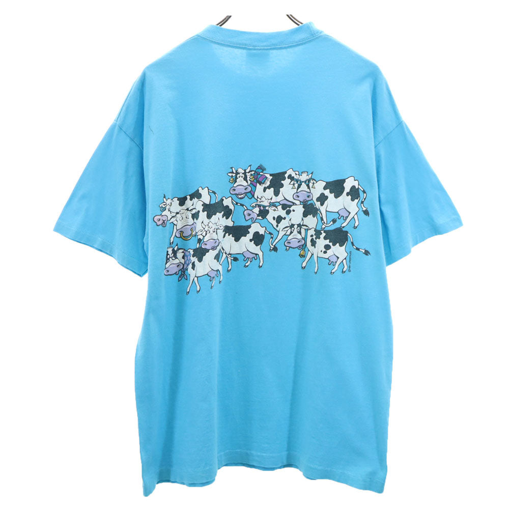 シグナル スポーツ 90s USA製 牛 半袖 LIFESTYLES Tシャツ L 水色 シングルステッチ オールド ヴィンテージ メンズ