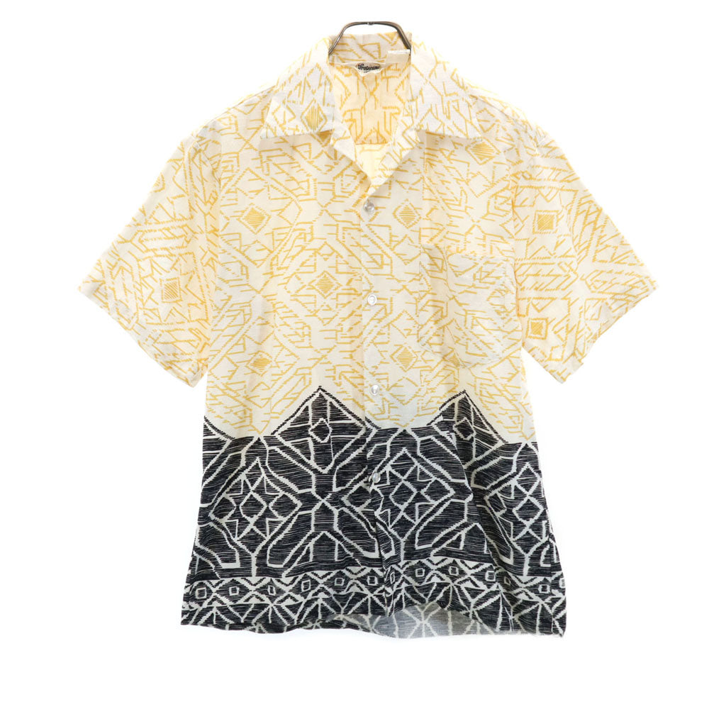 トロピカーナ 70s クレイジーパターン 半袖 オープンカラー アロハシャツ アイボリー系 オールド ヴィンテージ メンズ