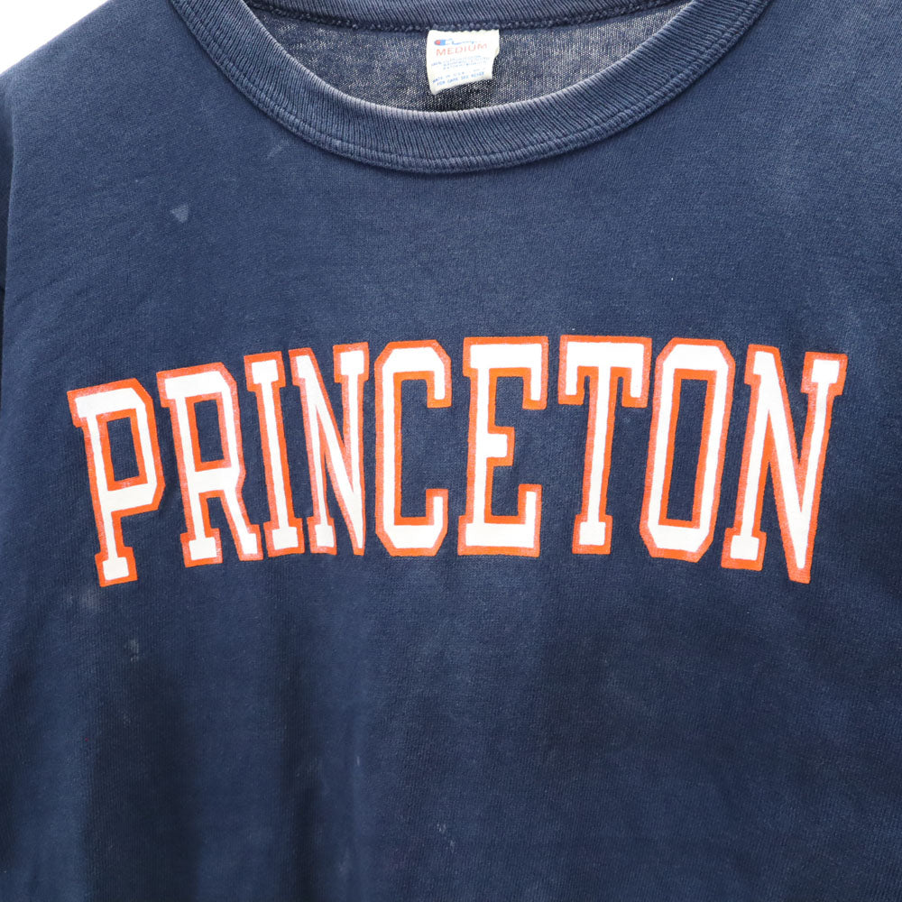チャンピオン 80s USA製 カレッジプリント 半袖 トリコタグ Tシャツ M ネイビー系 Champion シングルステッチ オールド ヴィンテージ メンズ