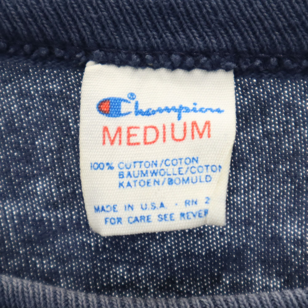 チャンピオン 80s USA製 カレッジプリント 半袖 トリコタグ Tシャツ M ネイビー系 Champion シングルステッチ オールド ヴィンテージ メンズ