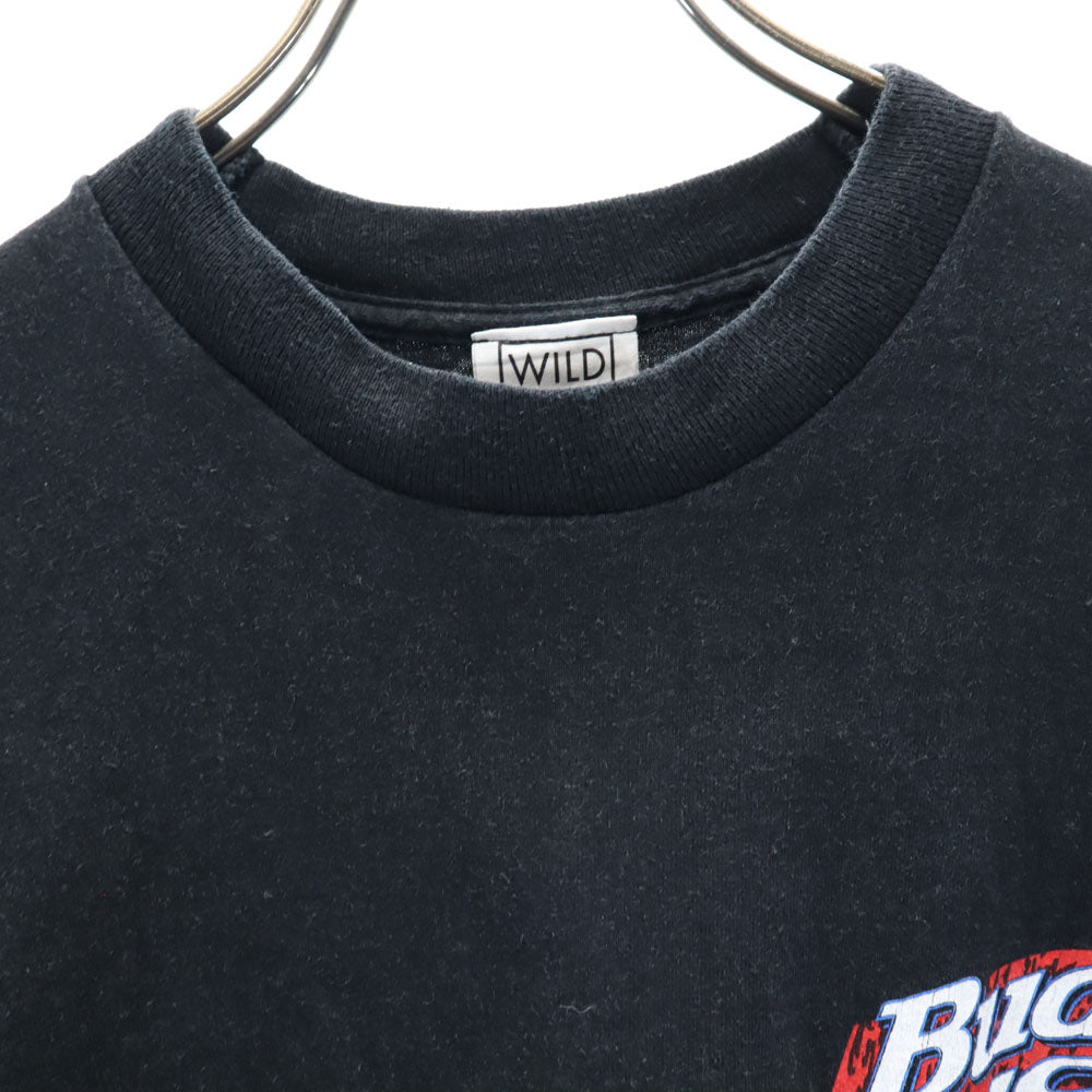 WILD OATS ワイルドオーツ 90s USA製 バックプリント 半袖 BUD ICE Tシャツ L ブラック系 シングルステッチ オールド ヴィンテージ 企業系 メンズ