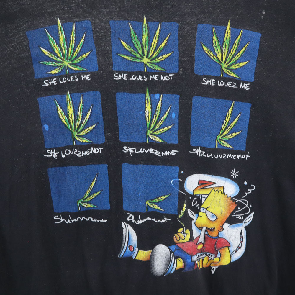 アメリカンフラッグ 90s プリント 半袖 シンプソンズ マリファナ Tシャツ L ブラック系 AMERICAN FLAG シングルステッチ オールド ヴィンテージ メンズ