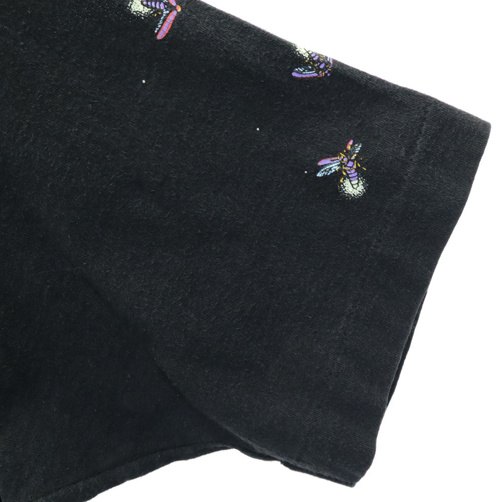 蓄光プリント 90s ホタルプリント 総柄 半袖 ホタル Tシャツ ブラック系 蓄光プリント シングルステッチ オールド ヴィンテージ メンズ