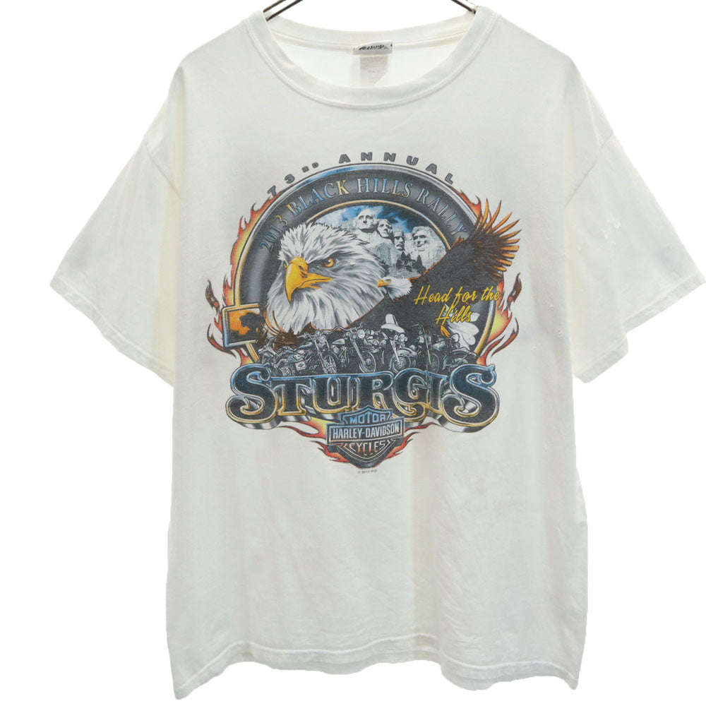 ハーレーダビッドソン プリント 半袖 Tシャツ L ホワイト系 HARLEY DAVIDSON Hanes メンズ