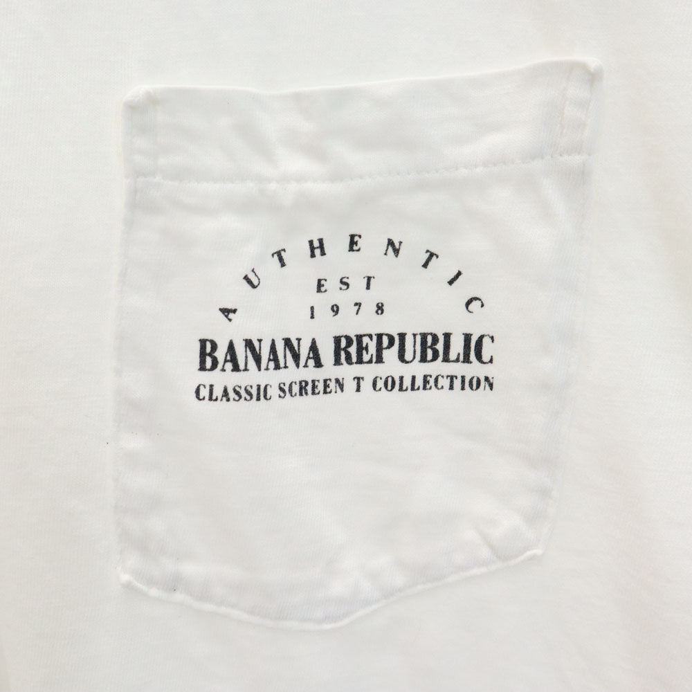 バナナリパブリック 90s バックプリント 半袖 シングルステッチ Tシャツ ホワイト系 Banana Republic ポケT オールド ヴィンテージ メンズ
