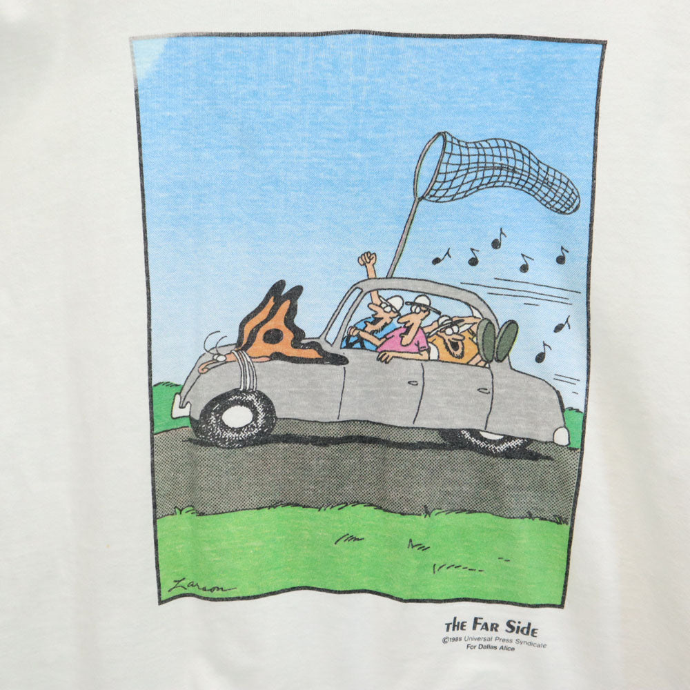 THE FAR SIDE ファーサイド 80s プリント 半袖 シングルステッチ Tシャツ ホワイト系 オールド ヴィンテージ メンズ
