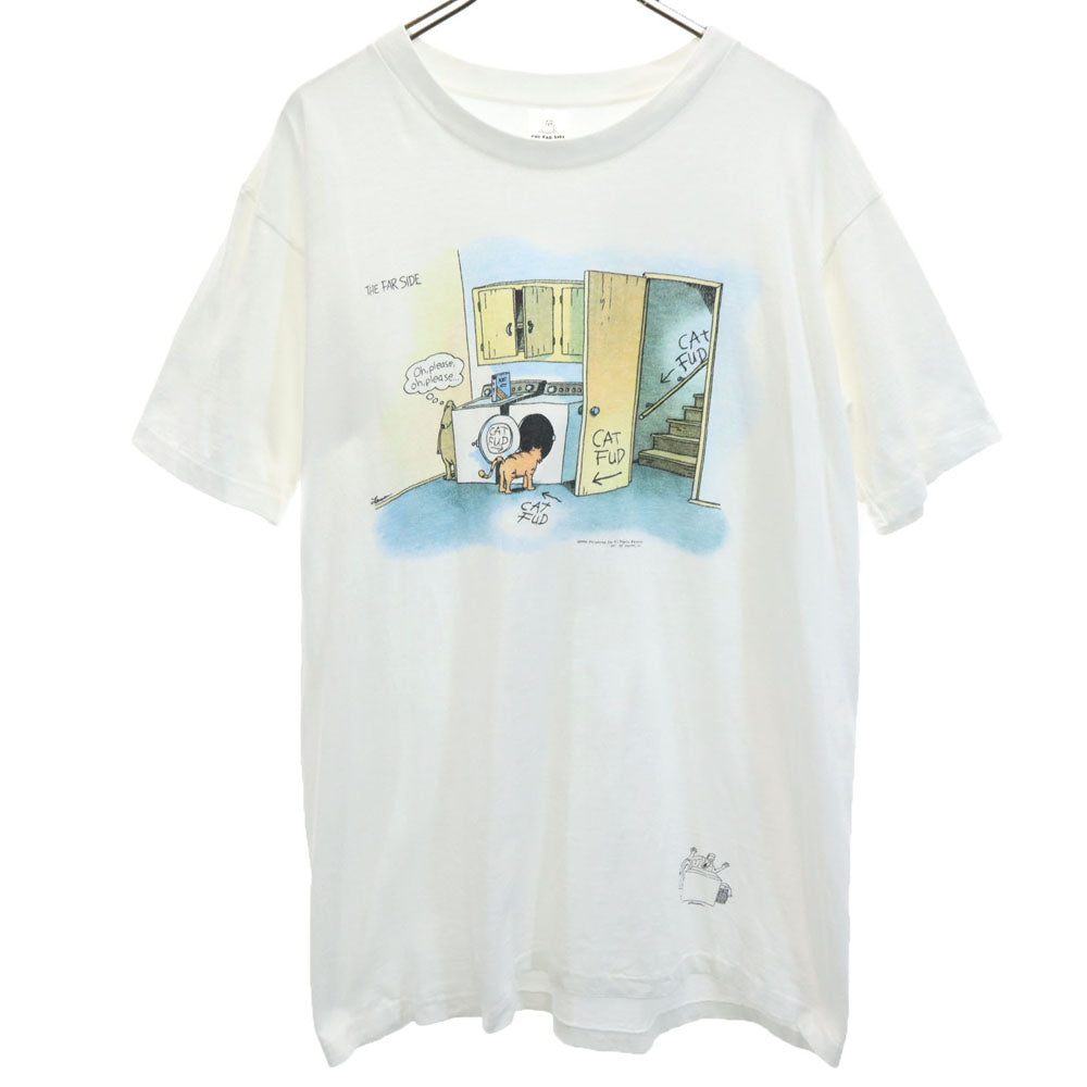 THE FAR SIDE ザファーサイド 80s USA製 プリント 半袖 シングルステッチ Tシャツ L ホワイト系 オールド ヴィンテージ メンズ