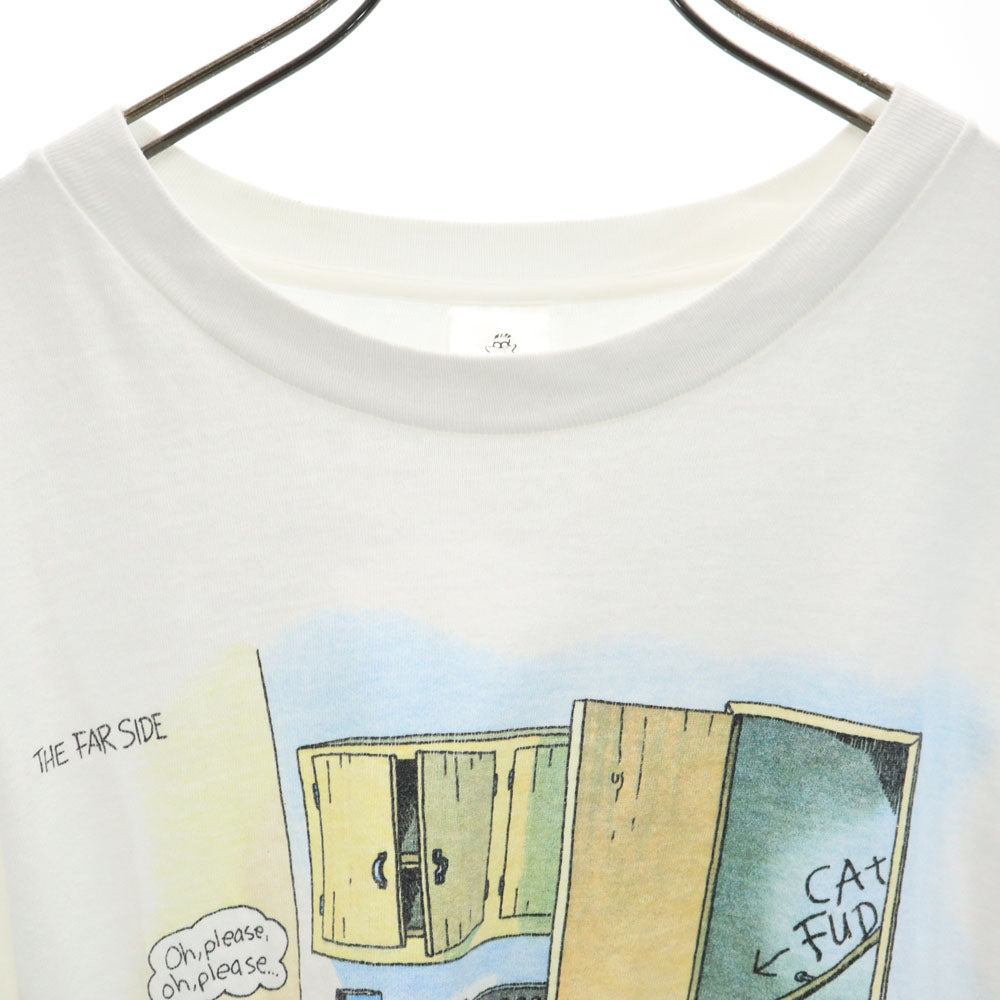 THE FAR SIDE ザファーサイド 80s USA製 プリント 半袖 シングルステッチ Tシャツ L ホワイト系 オールド ヴィンテージ メンズ