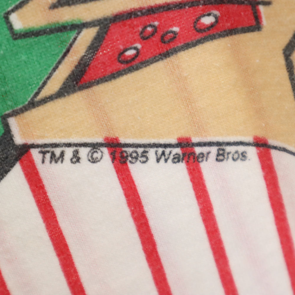 90s LOONEY TUNES ルーニーテューンズ トゥイーティー ストライプ 半袖 Tシャツ ベージュ系 シングルステッチ オールド ヴィンテージ メンズ