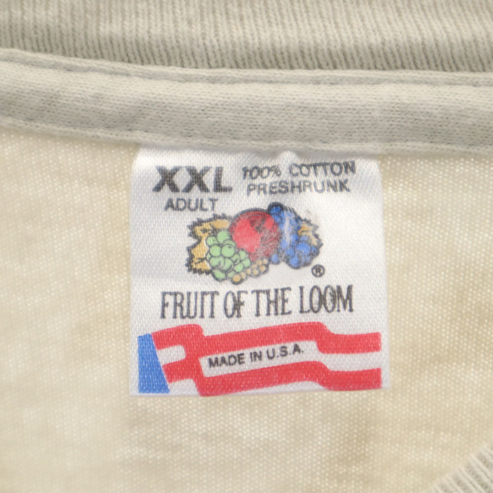 FRUIT OF THE LOOM フルーツオブザルーム 90s USA製 メッセージプリント 半袖 Tシャツ XXL ベージュ系 ビッグサイズ オールド ヴィンテージ メンズ