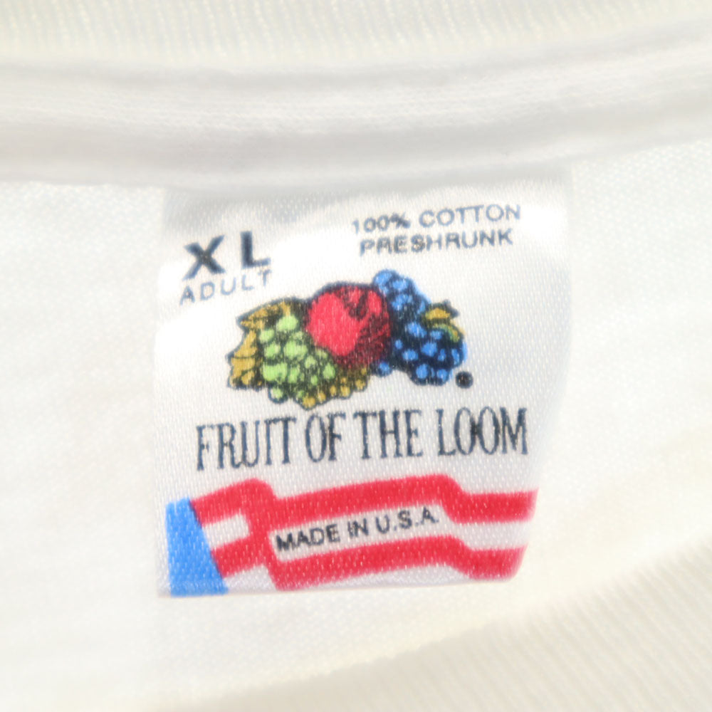 FRUIT OF THE LOOM フルーツオブザルーム 90s USA製 プリント 半袖 シングルステッチ Tシャツ XL ホワイト系 オールド ヴィンテージ メンズ