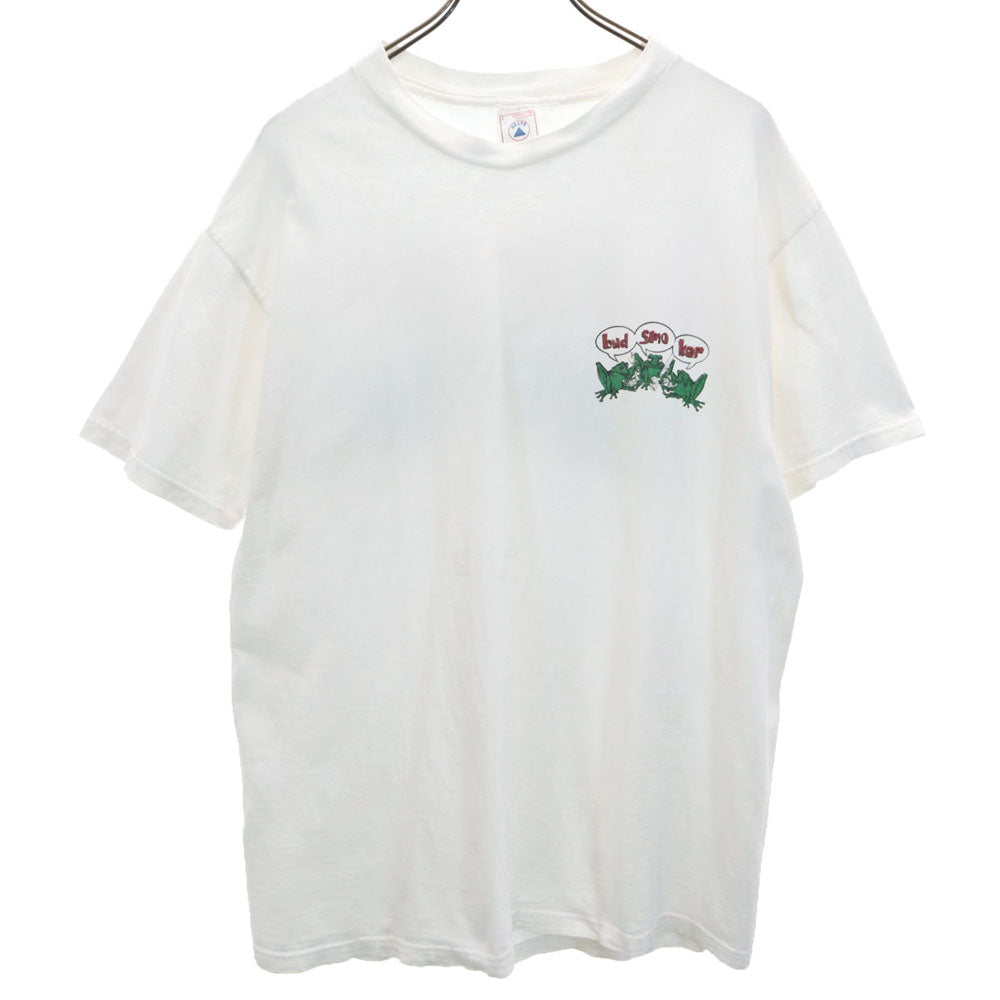 デルタ 90s USA製 バックプリント カエル 半袖 パロディー Tシャツ L ホワイト系 DELTA オールド ヴィンテージ メンズ