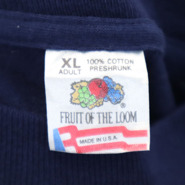 フルーツオブザルーム 90s USA製 プリント 半袖 KANSAS ヒマワリ Tシャツ XL ネイビー系 FRUIT OF THE LOOM オールド ヴィンテージ メンズ