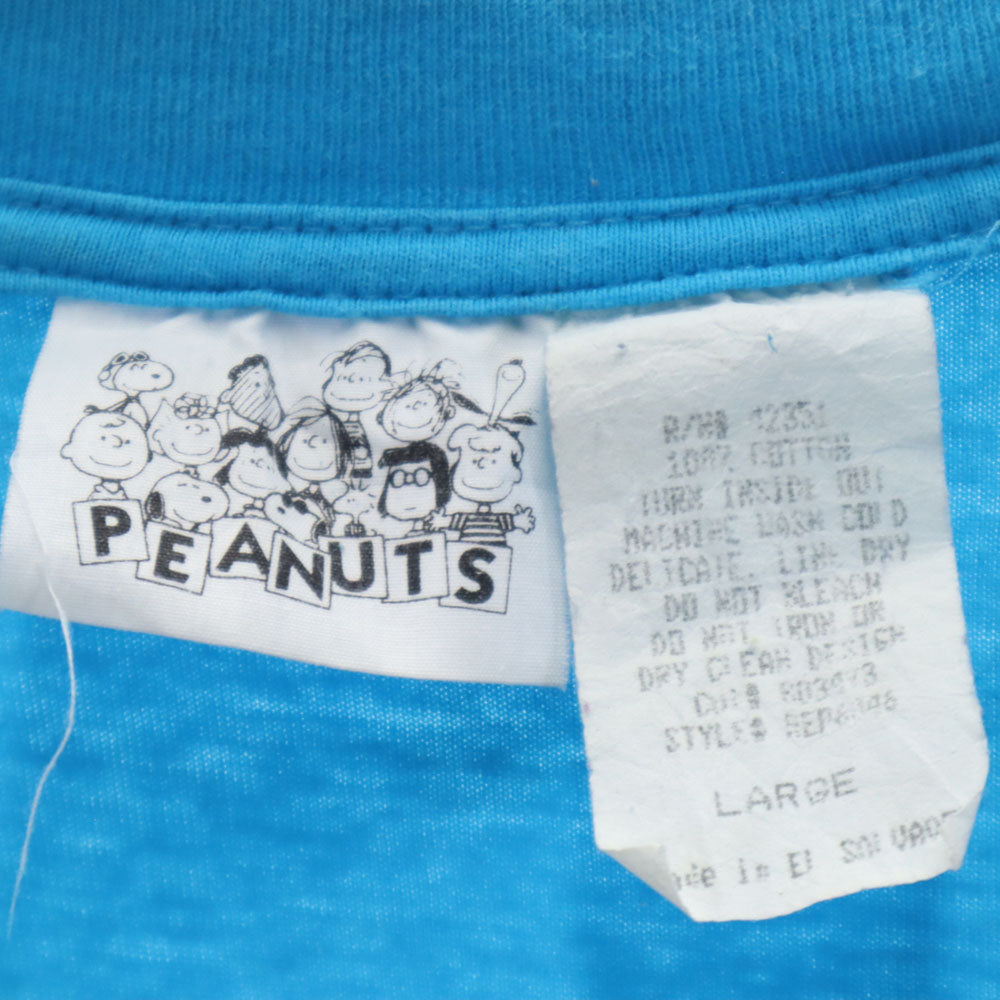 ピーナッツ 90s スヌーピープリント 半袖 Tシャツ L ブルー系 PEANUTS オールド ヴィンテージ メンズ