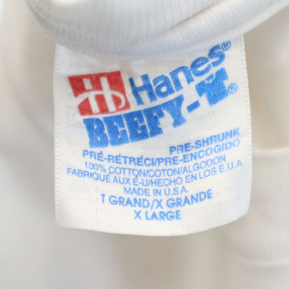 Hanes ヘインズ 90s 灯台プリント 半袖 シングルステッチ Tシャツ XL ホワイト系 オールド ヴィンテージ メンズ