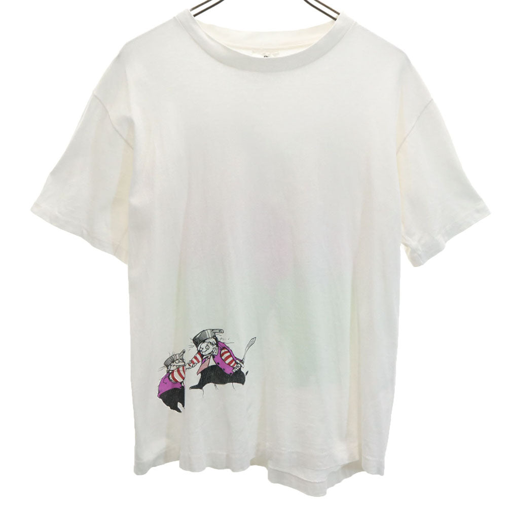 アンダジア 90s バックプリント 半袖 アリスワンダーランド トゥイードルダム/トゥイードルディー Tシャツ M ホワイト系 シングルステッチ オールド ヴィンテージ メンズ