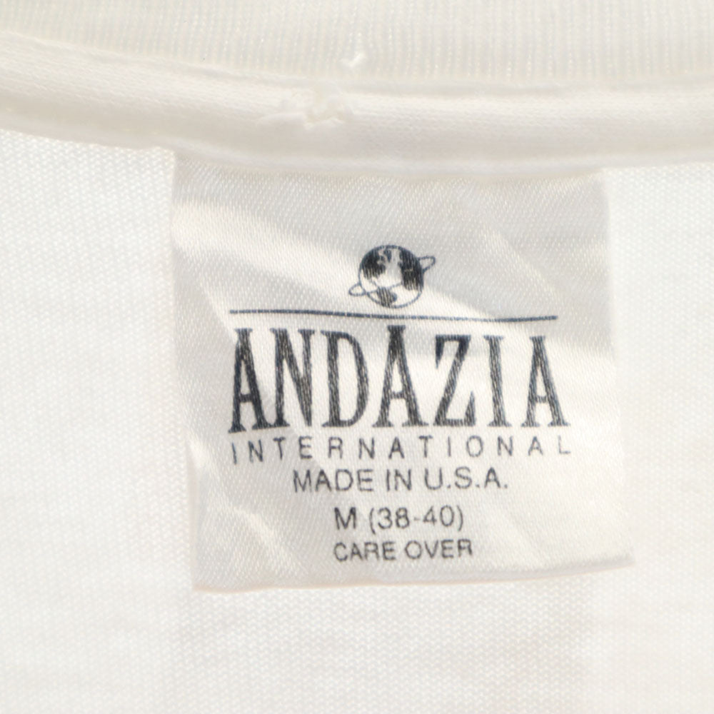 ANDAZIA 90s バックプリント 半袖 アリスワンダーランド トゥイードルダム/トゥイードルディー Tシャツ M ホワイト系 アンダジア シングルステッチ オールド ヴィンテージ メンズ